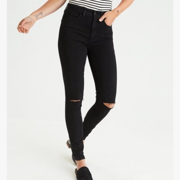 American Eagle Outfitters  Ripped Super Stretch Super Hi Rise Jegging Jeans - Picture 2 of 16